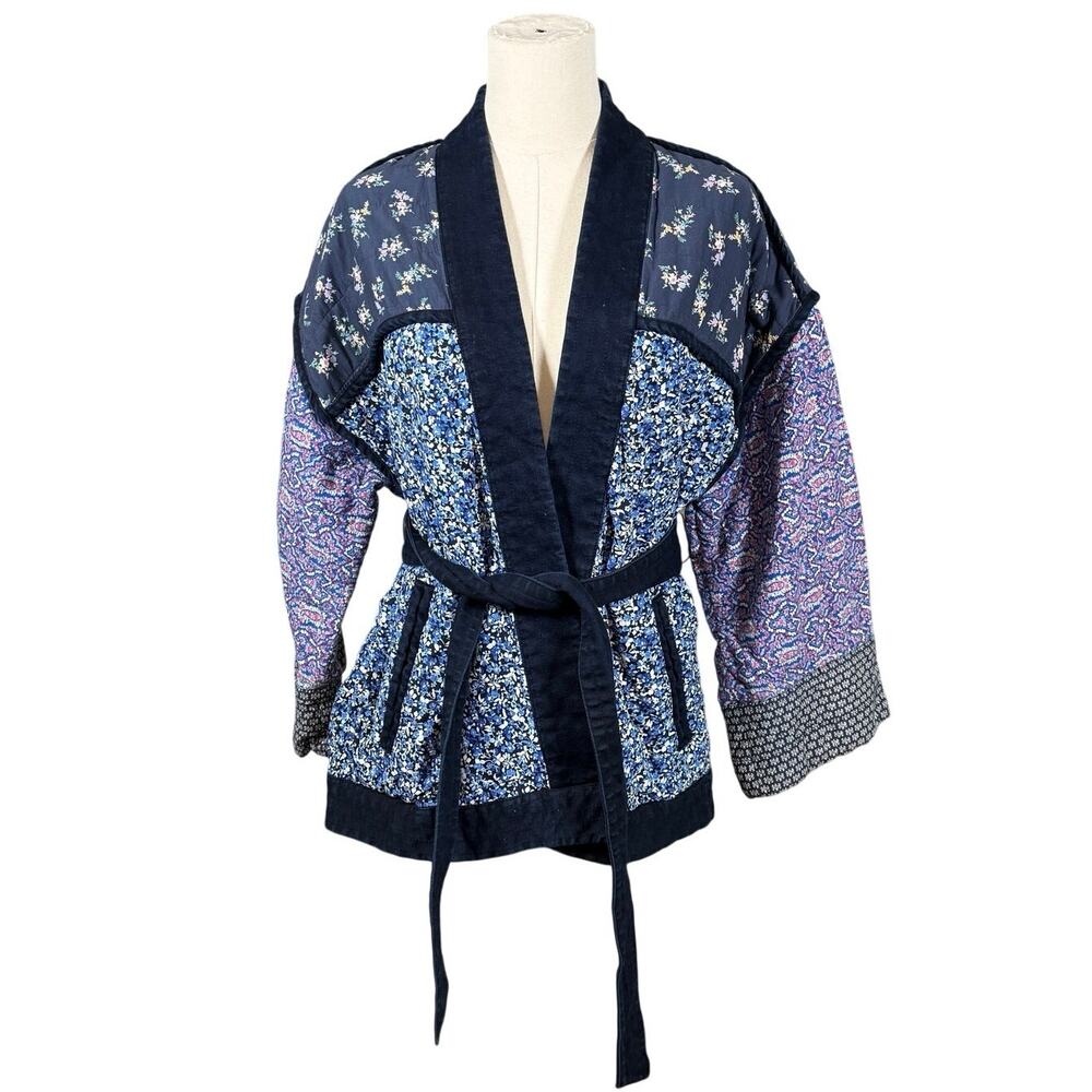 Gap Patchwork Kimono Jacket Small Quilted Boho Co… - image 2